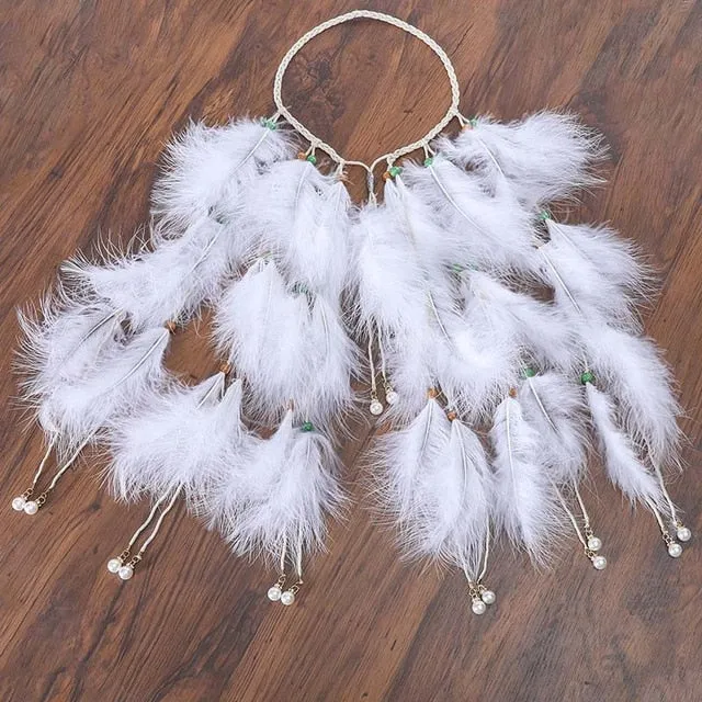 Feather Hair Band Bohemian Elastic Gypsy Festival Headband Women's Fashion