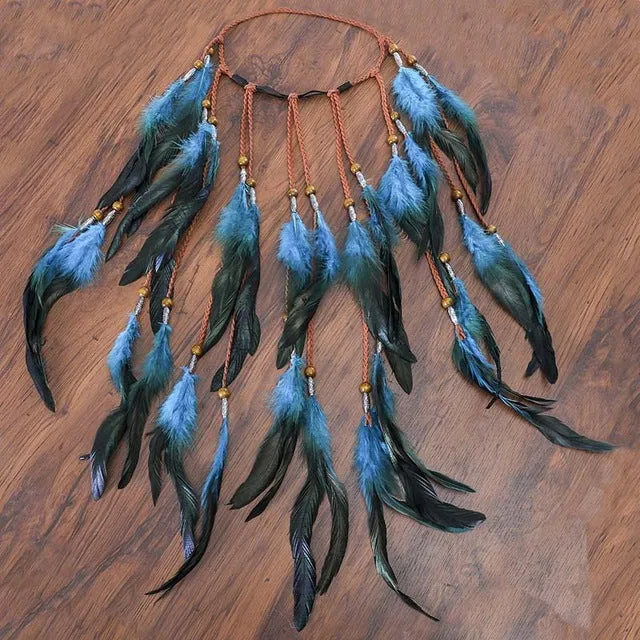 Feather Hair Band Bohemian Elastic Gypsy Festival Headband Women's Fashion
