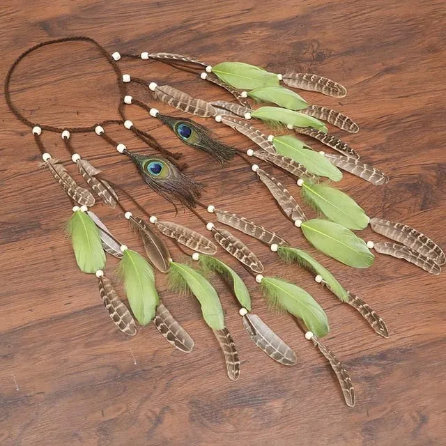 Feather Hair Band Bohemian Elastic Gypsy Festival Headband Women's Fashion