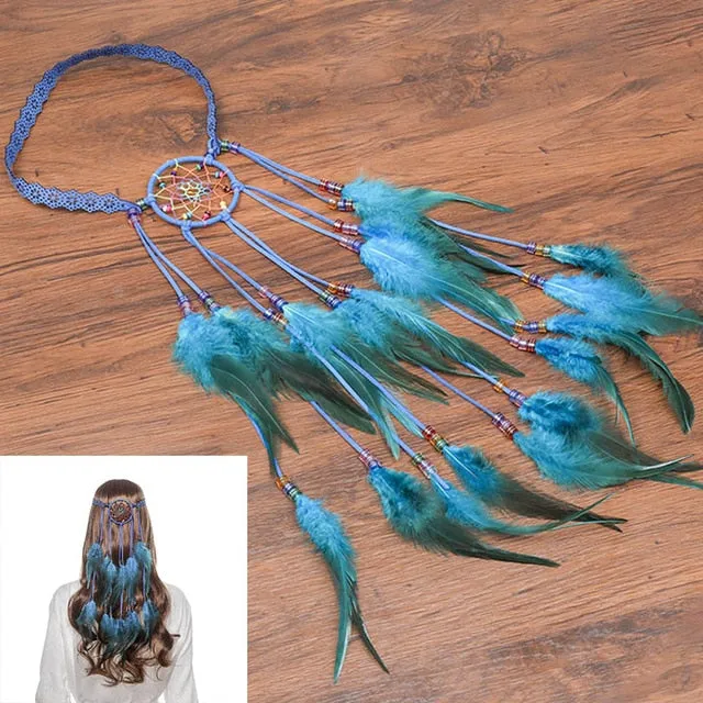 Feather Hair Band Bohemian Elastic Gypsy Festival Headband Women's Fashion
