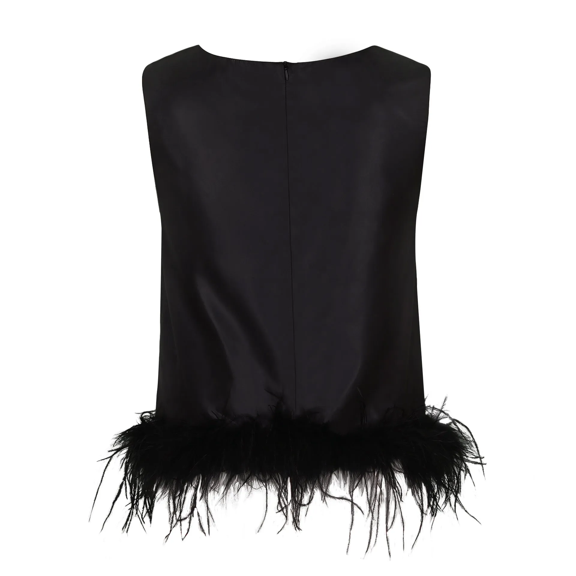 Feather Trim Tank Blouse