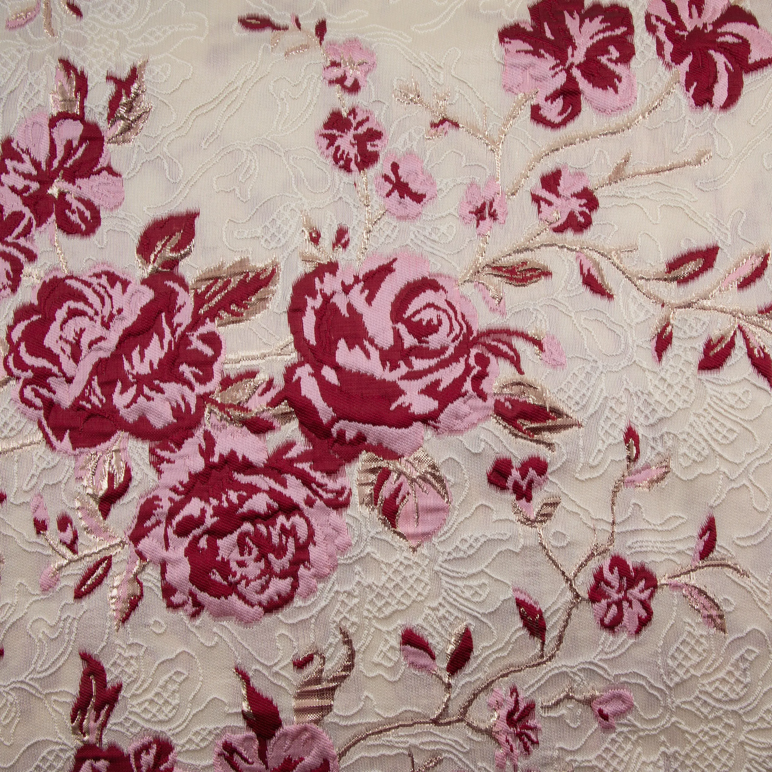 Floral Brocade, Ivory & Pink