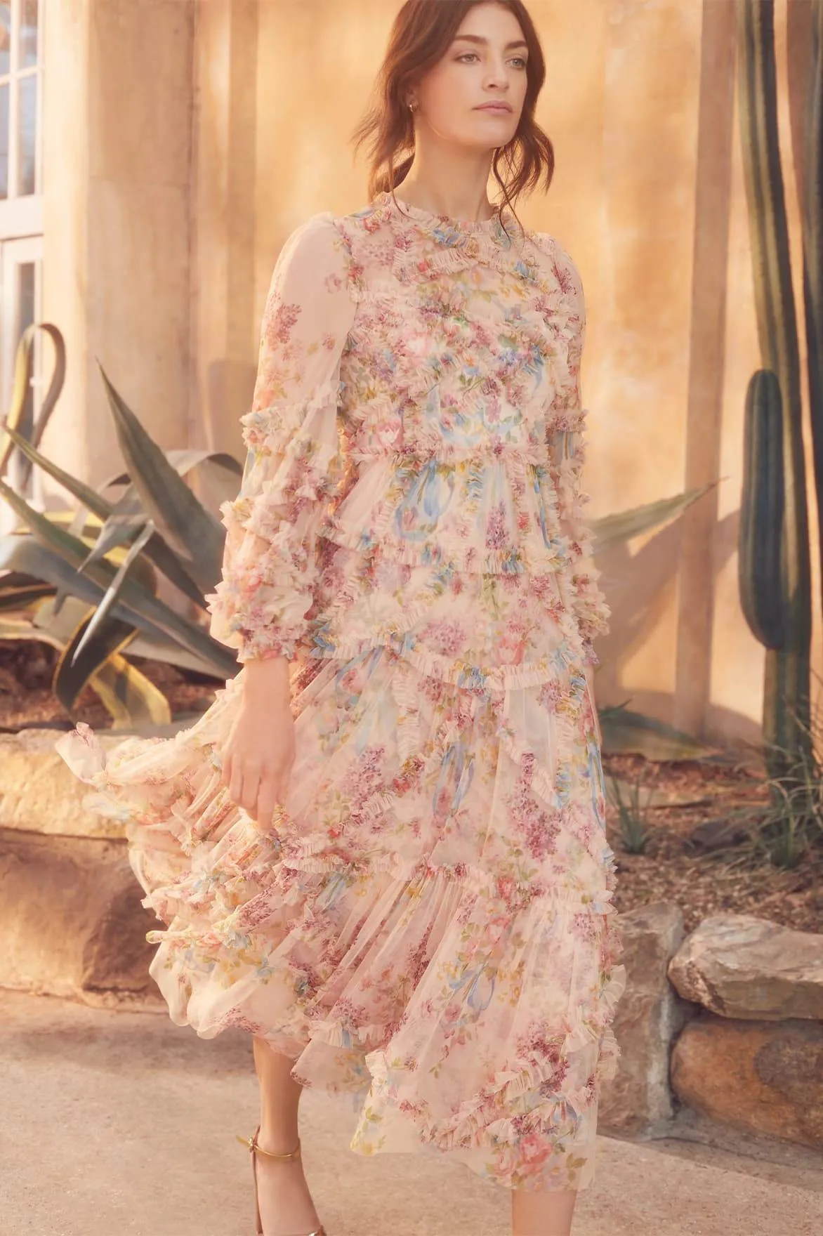 Floral Diamond Ruffle Ballerina Dress
