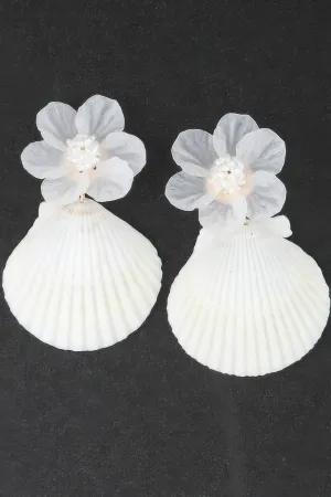 Flower Shell Drop Earrings