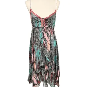 Free People Sea Gypsy Feather Print Dress - Black Combo - Size M