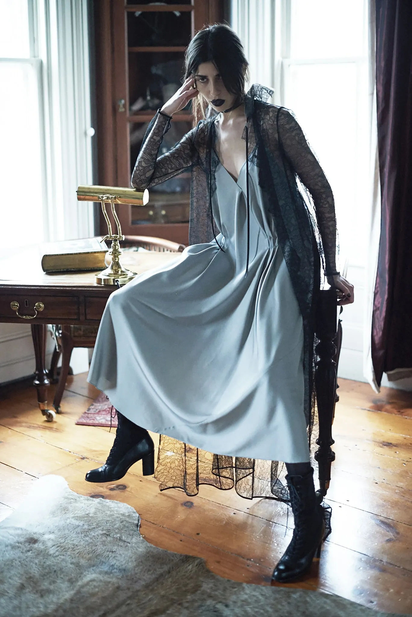 French Lace High Collar Dress Coat