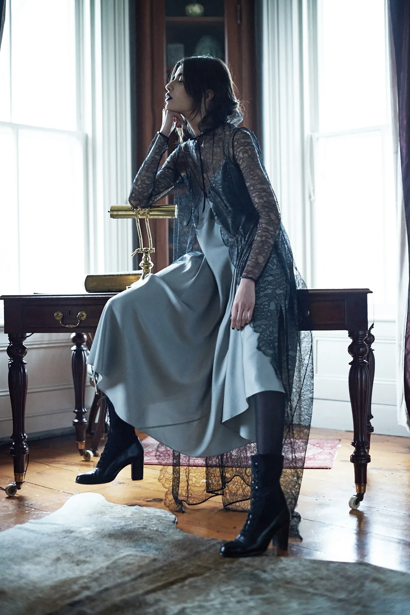 French Lace High Collar Dress Coat