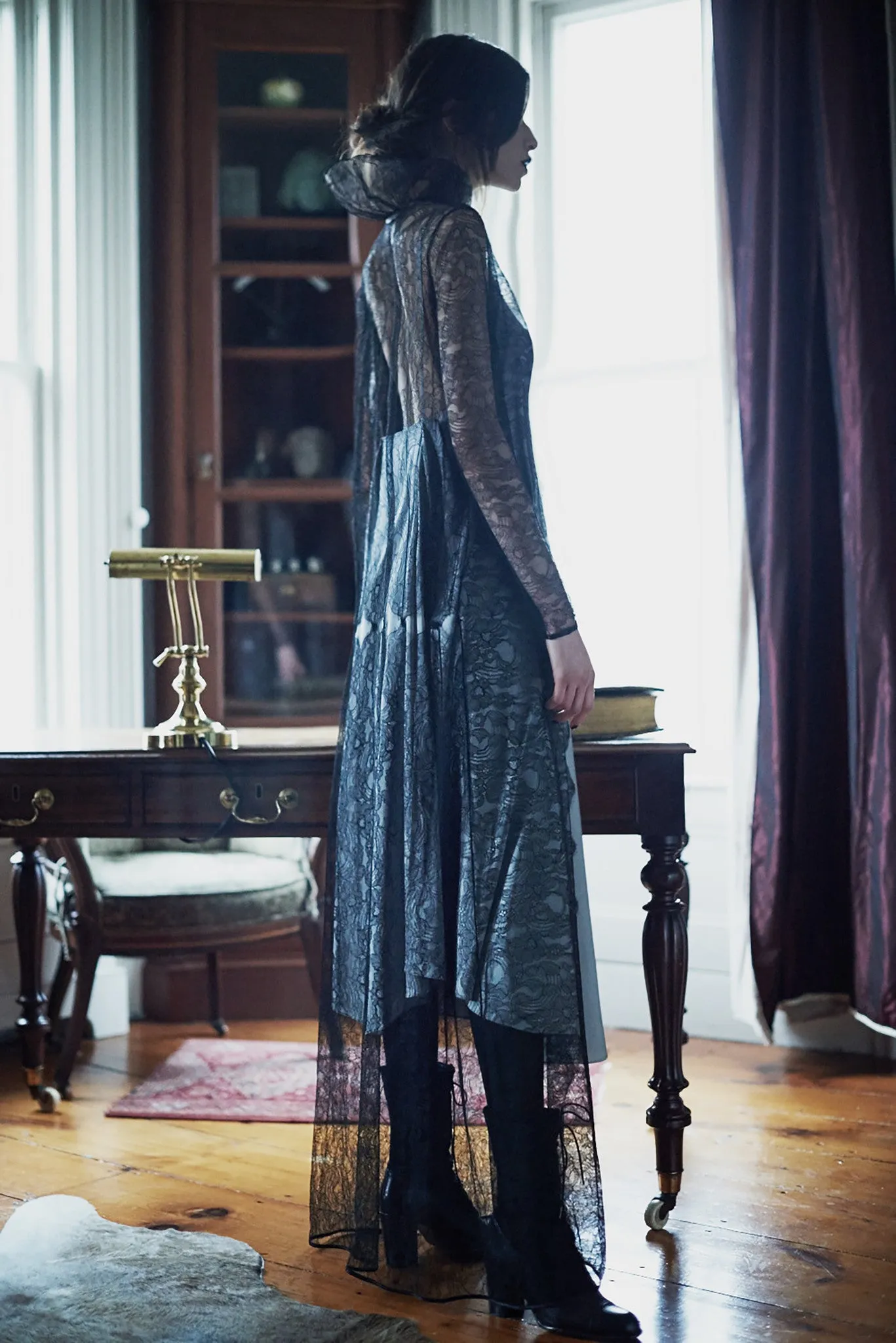French Lace High Collar Dress Coat