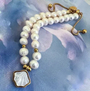 freshwater baroque pearl bolo bracelet