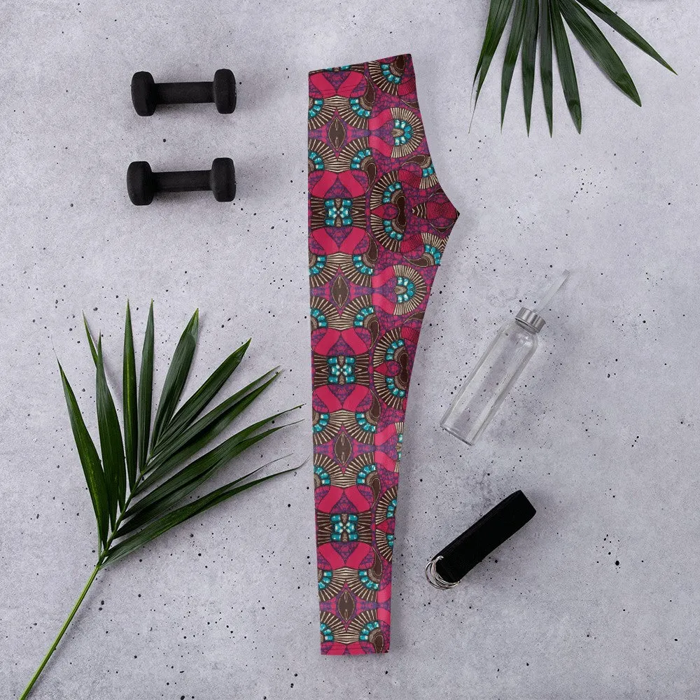 Fuschia African Print Leggings