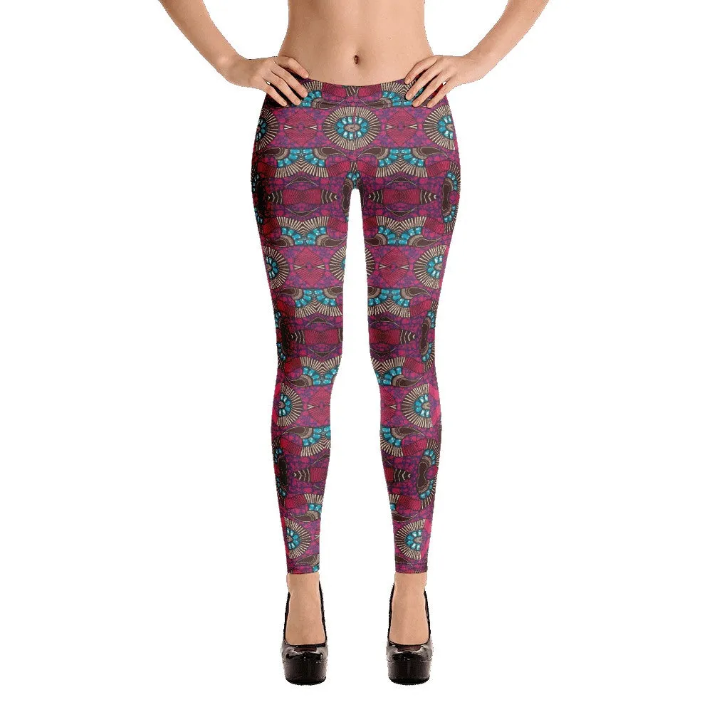 Fuschia African Print Leggings