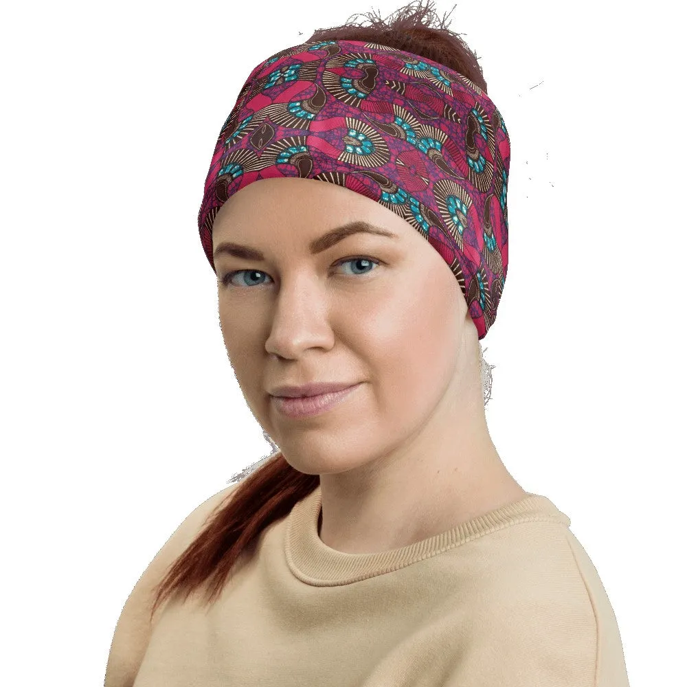 Fuschia African Print Neck Gaiter