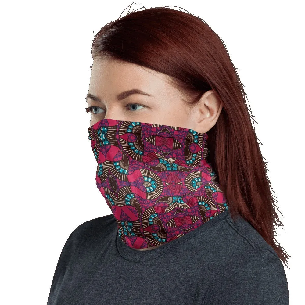 Fuschia African Print Neck Gaiter
