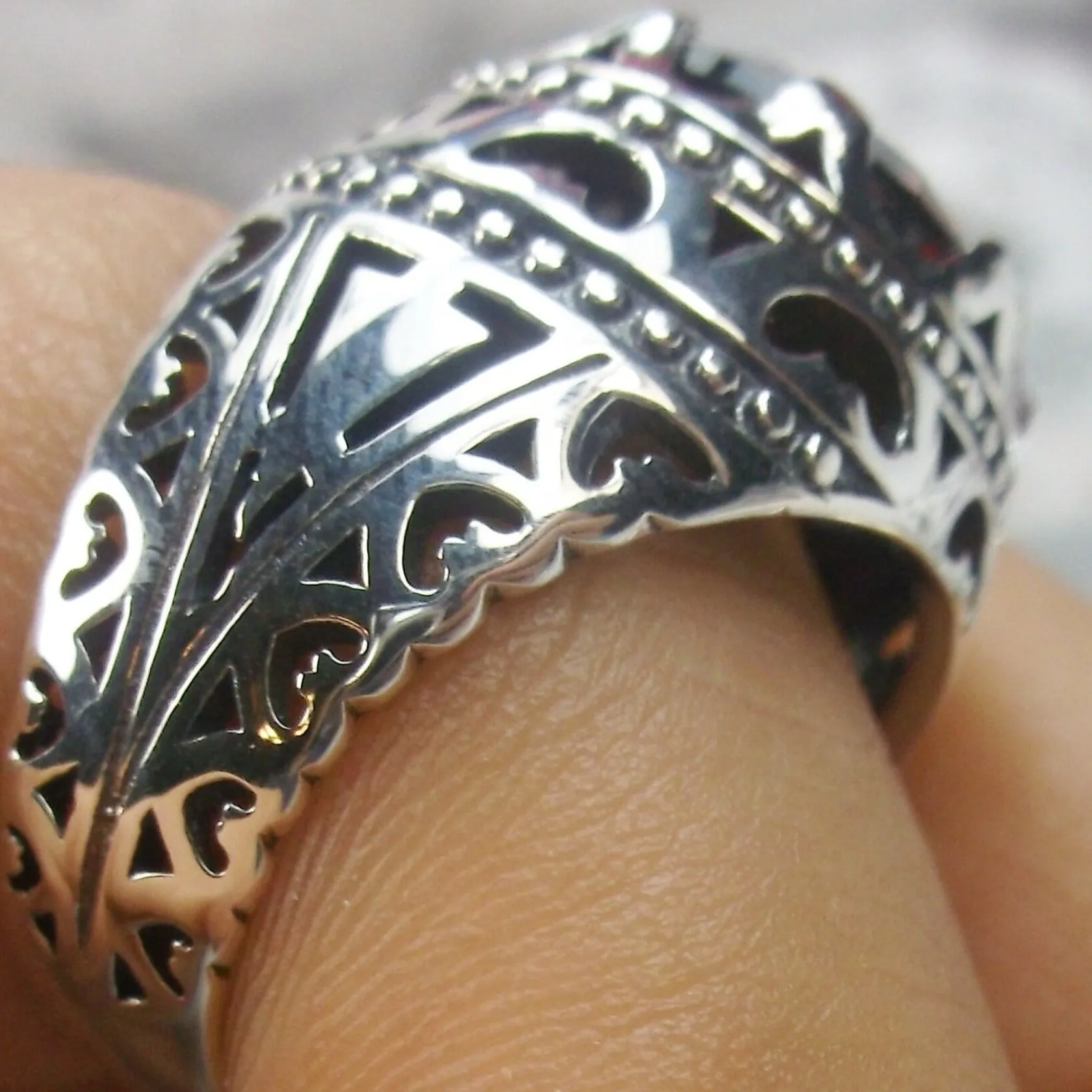 Garnet CZ Ring, Round Gem, Edwardian Revival Jewelry, Queen of Hearts, D181