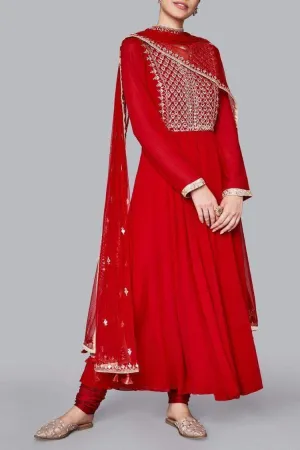 Georgette Floor Length Anarkali with Churidar Salwar