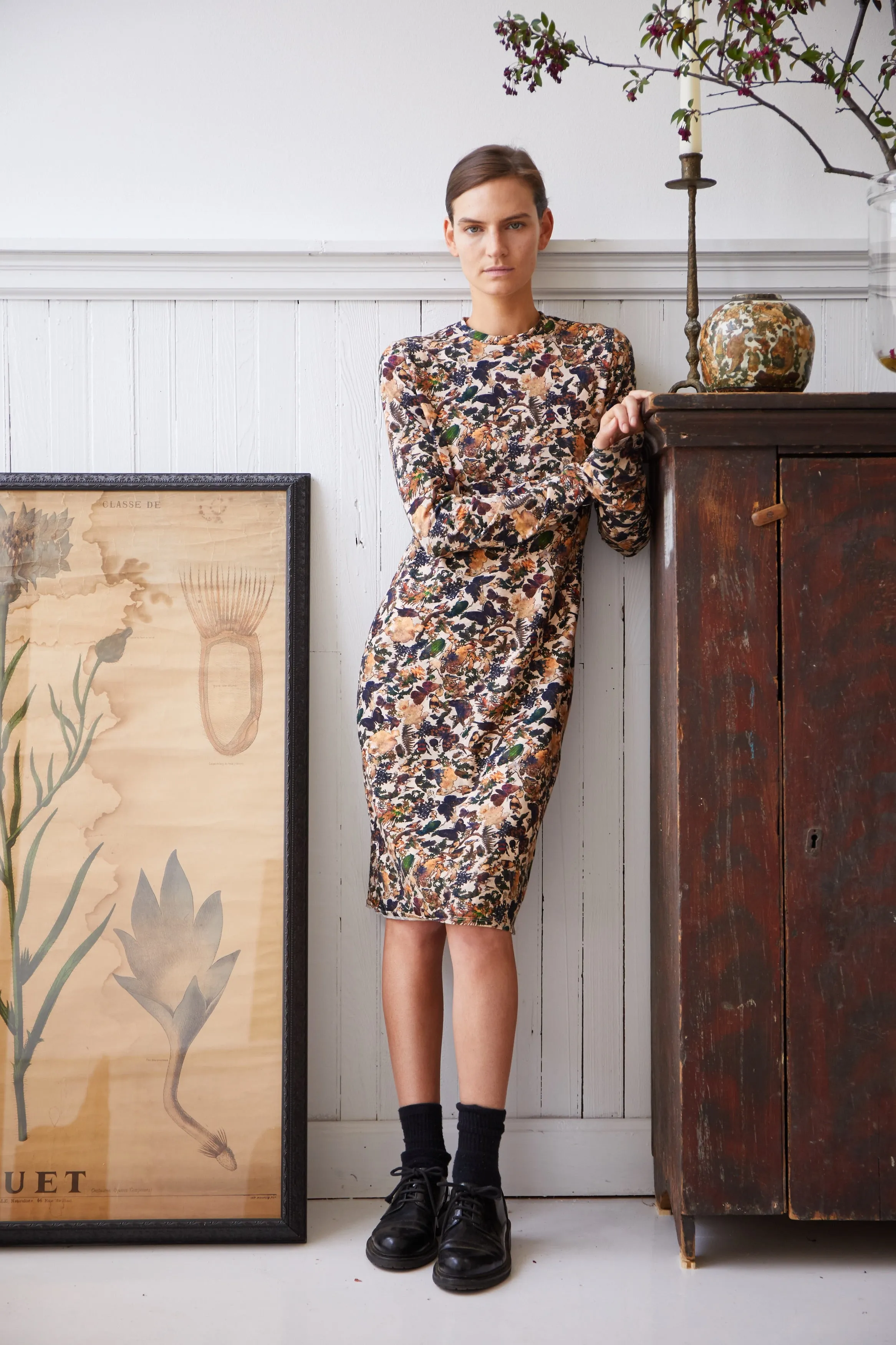 ginger jar long sleeve printed jersey dress