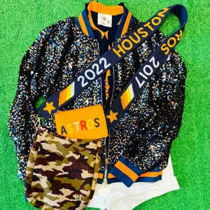 GLEAUX GIRL™ ORIGINAL GAMEDAY™ SEQUIN JACKET  - Navy   Orange