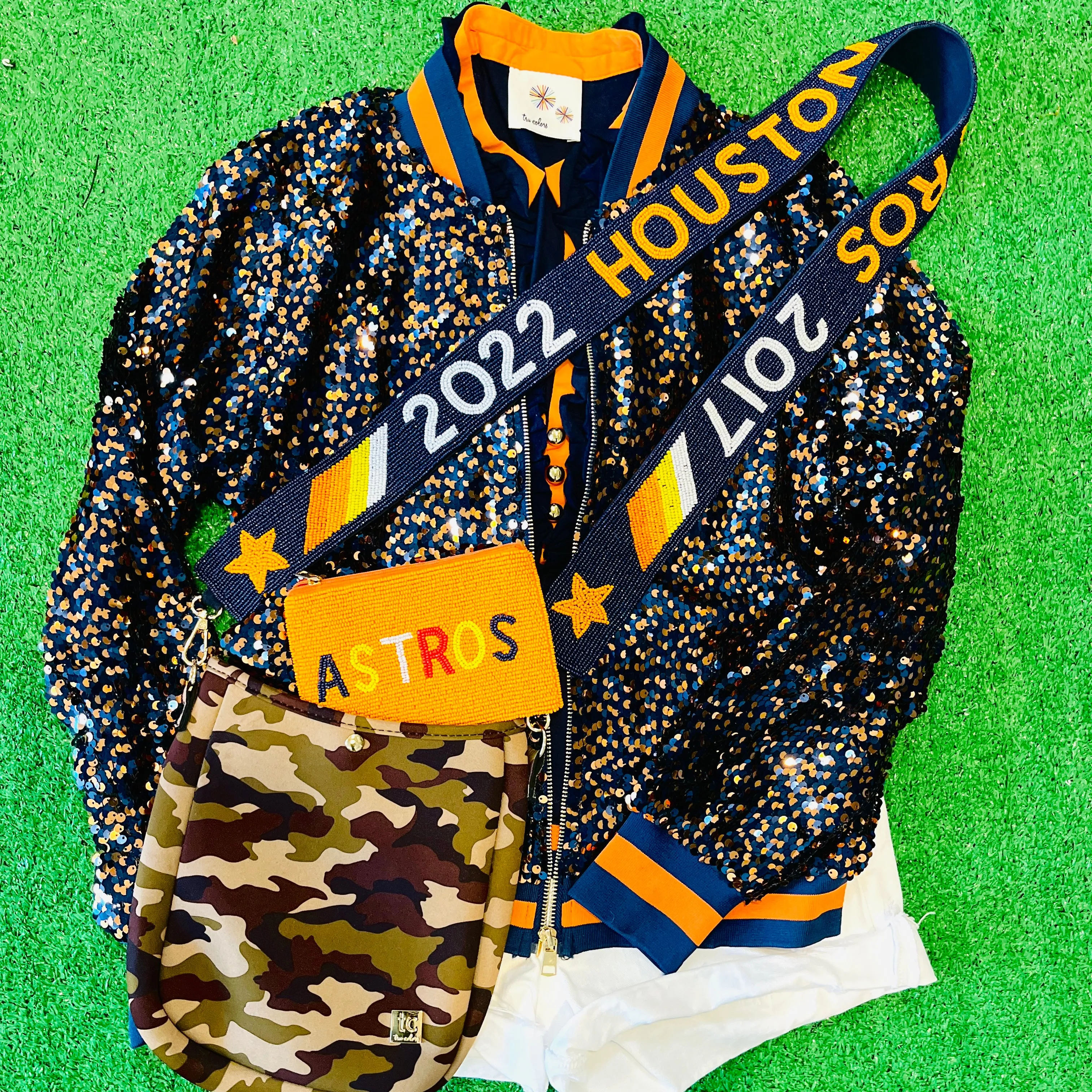 GLEAUX GIRL™ ORIGINAL GAMEDAY™ SEQUIN JACKET  - Navy   Orange