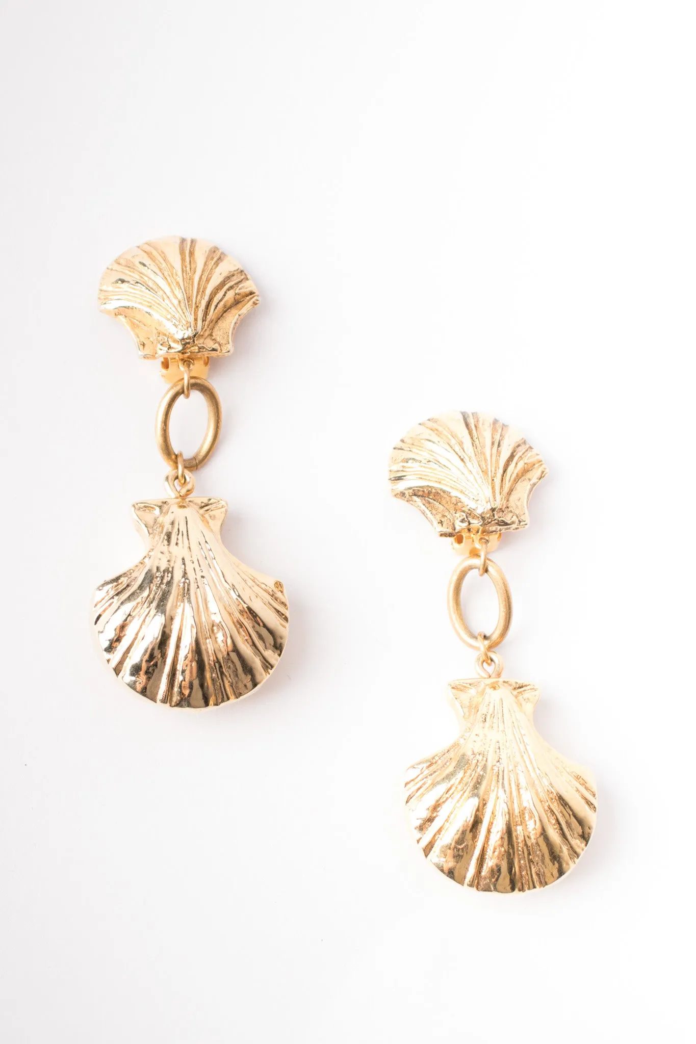 Golden Seashell Drop Earrings