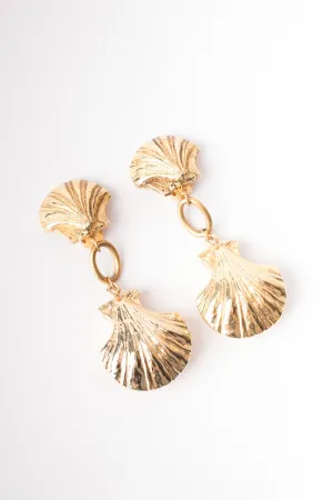 Golden Seashell Drop Earrings