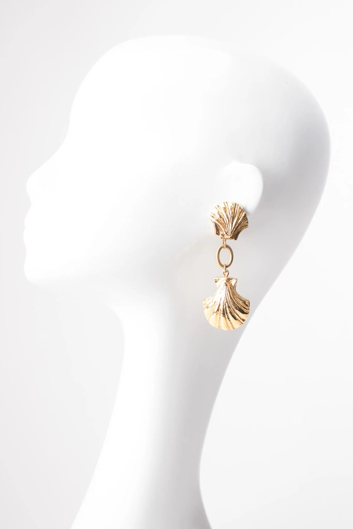 Golden Seashell Drop Earrings