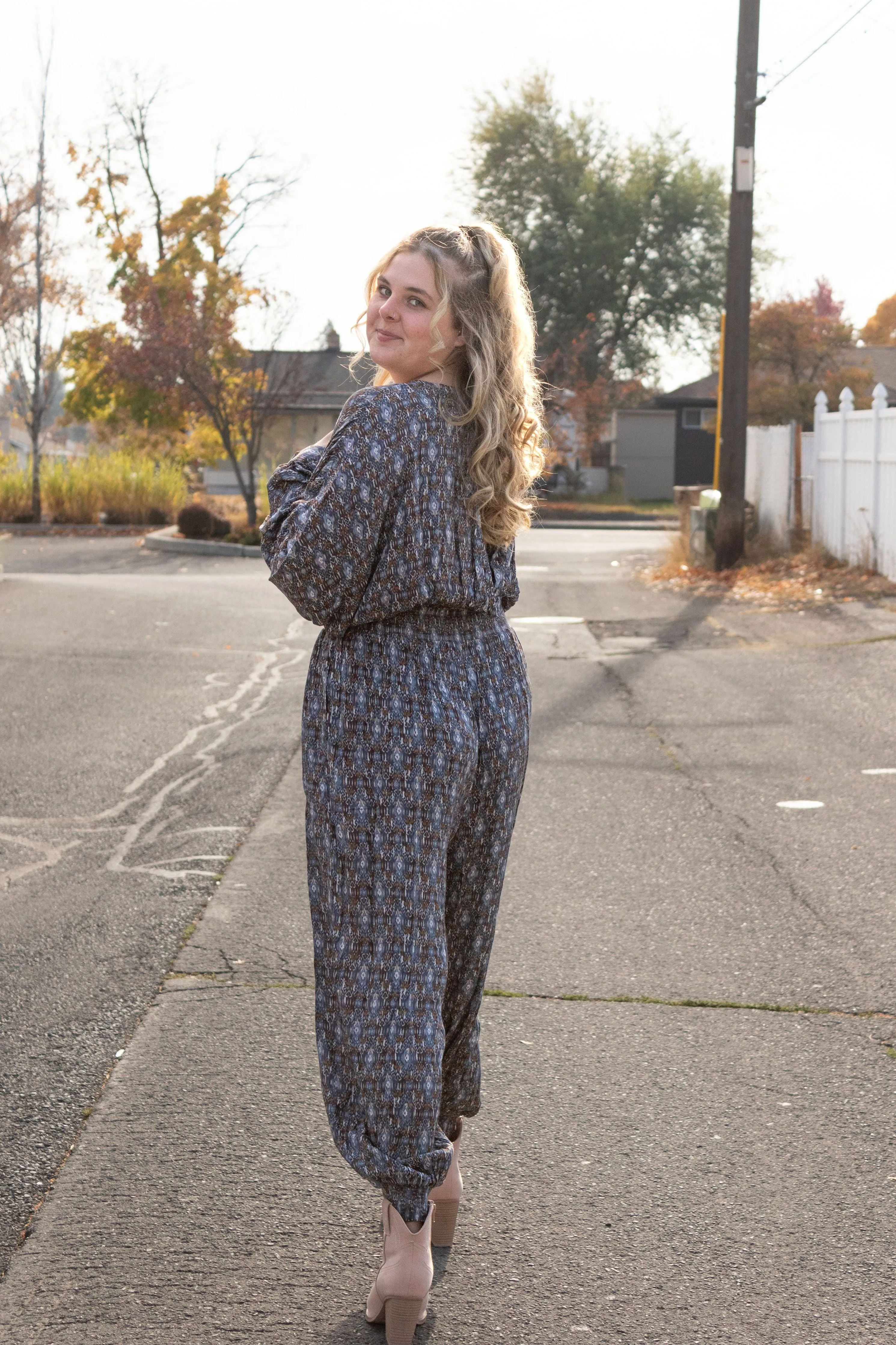 Golden Shirred Jumpsuit