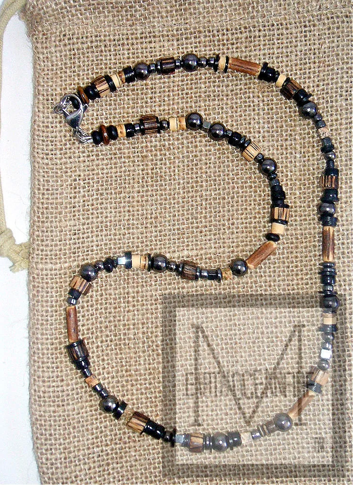 Gunmetal Rocker Beaded Necklace Bracelet Set