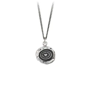Heart Print Necklace Silver