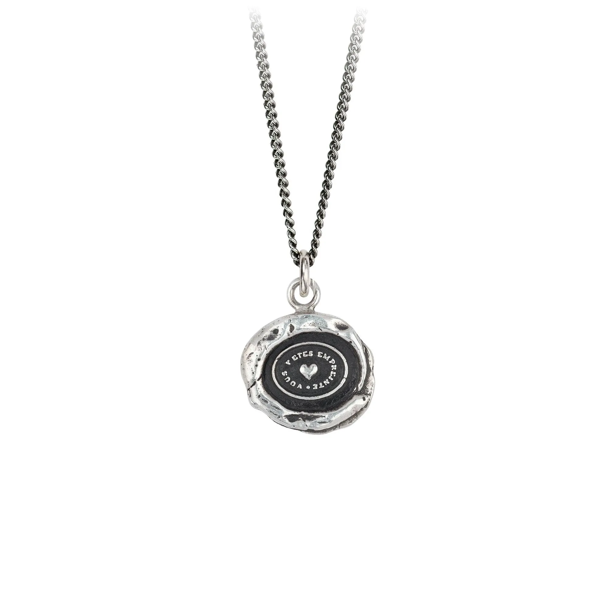 Heart Print Necklace Silver
