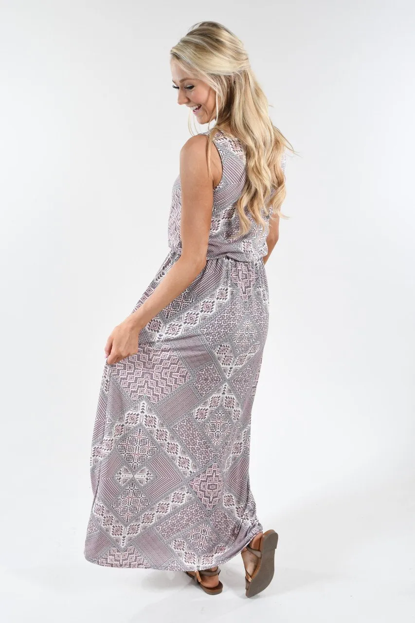 Hello There ~ Ethnic Print Maxi Dress
