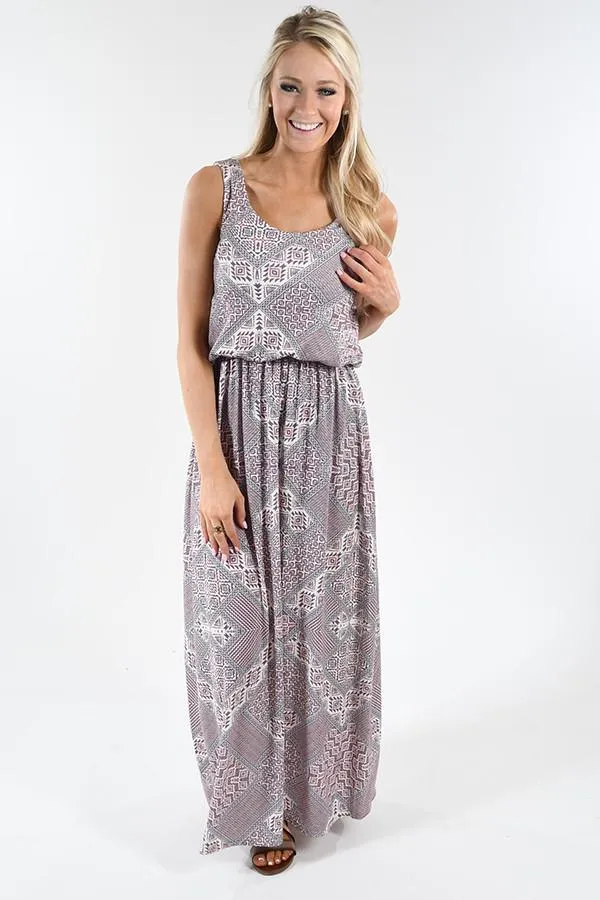 Hello There ~ Ethnic Print Maxi Dress