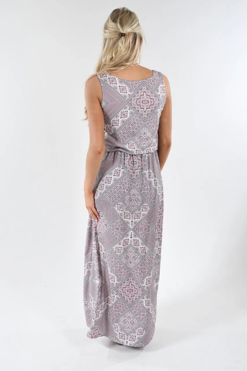Hello There ~ Ethnic Print Maxi Dress