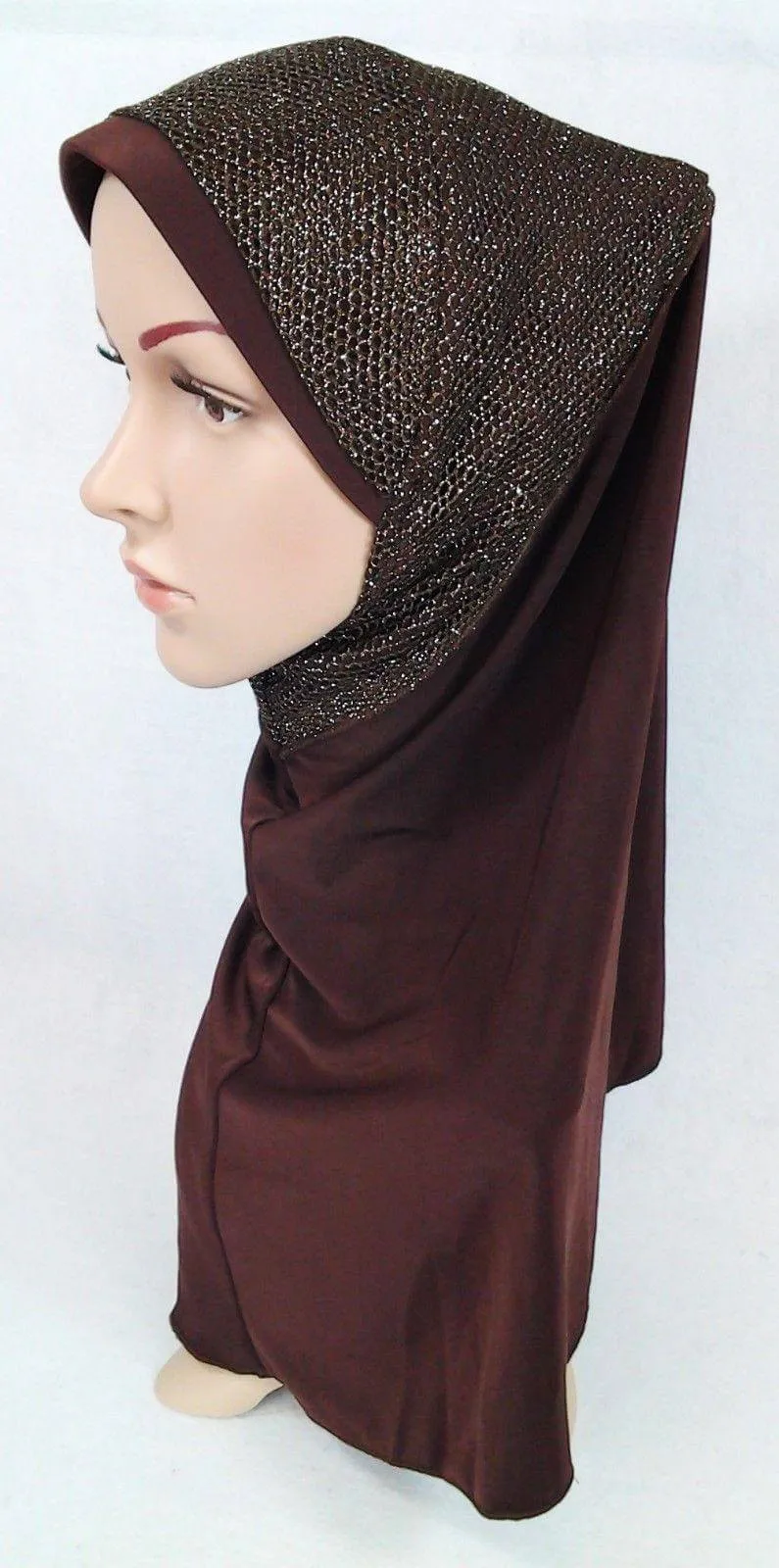 High Quality Viscose Lycra Lace Muslim Hijab Islamic Scarf Shawls Slip-on
