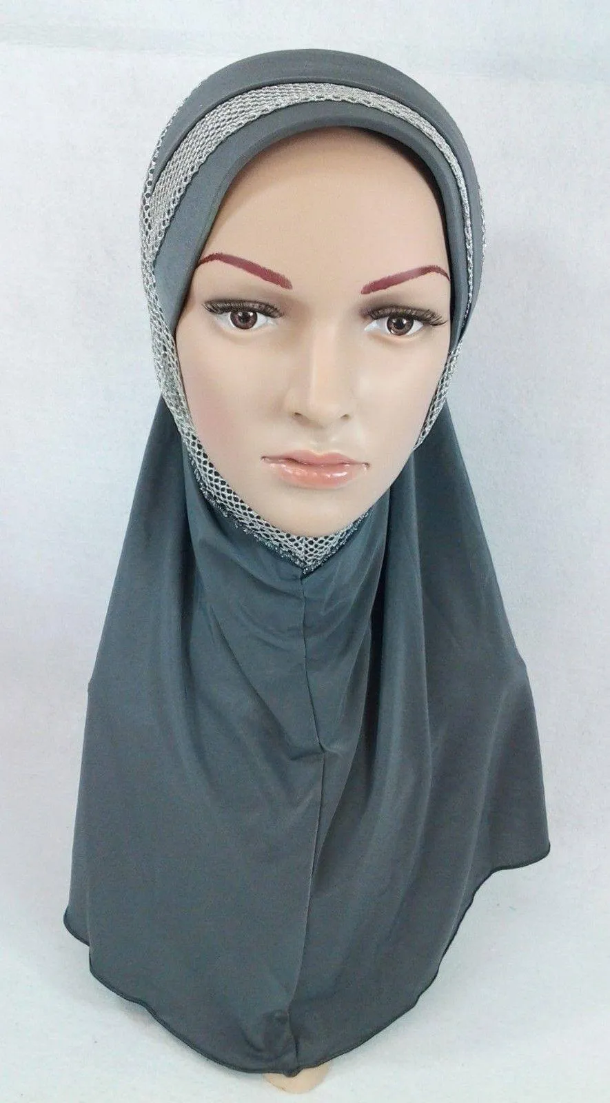 High Quality Viscose Lycra Lace Muslim Hijab Islamic Scarf Shawls Slip-on