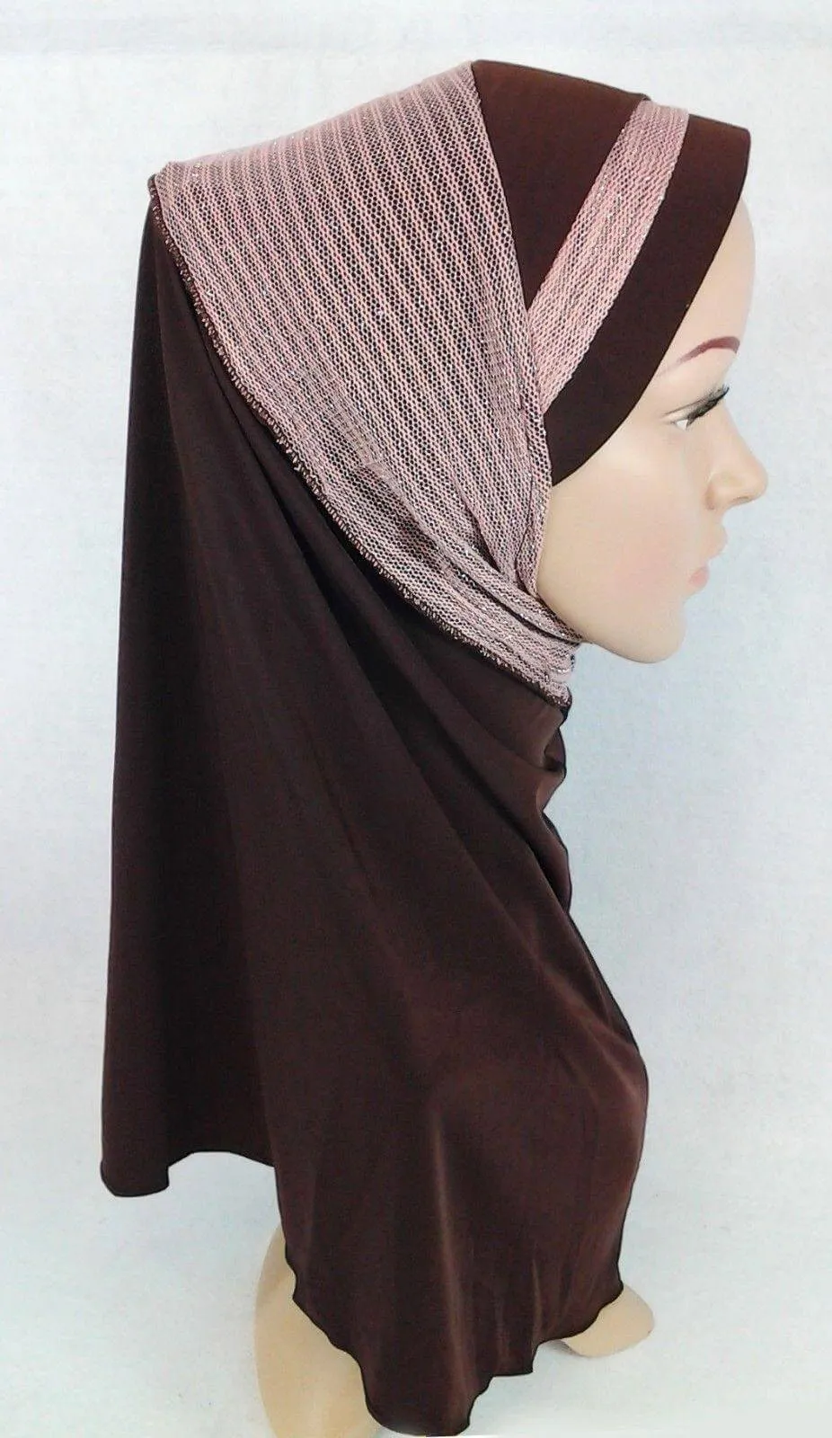 High Quality Viscose Lycra Lace Muslim Hijab Islamic Scarf Shawls Slip-on