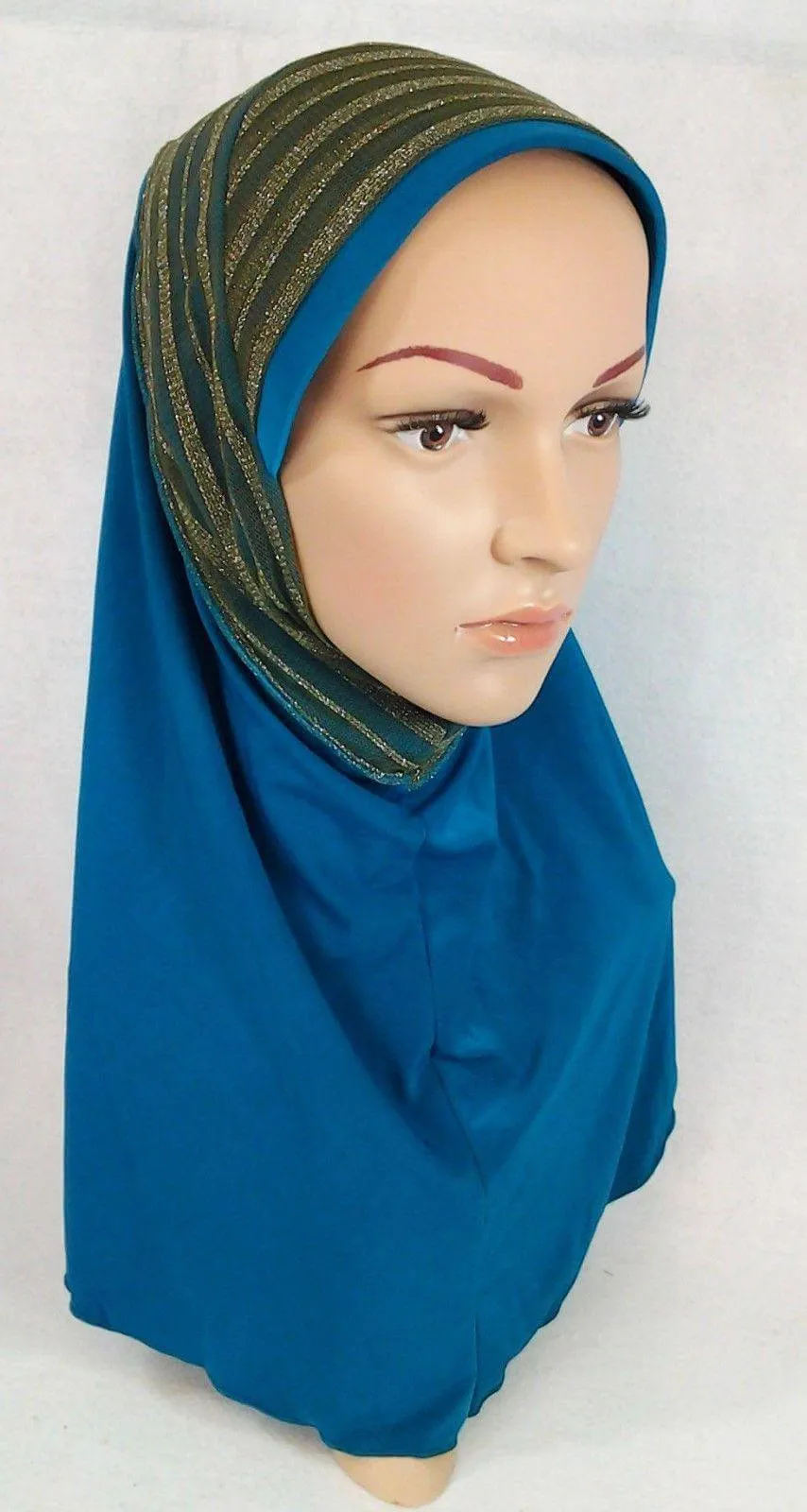 High Quality Viscose Lycra Lace Muslim Hijab Islamic Scarf Shawls Slip-on