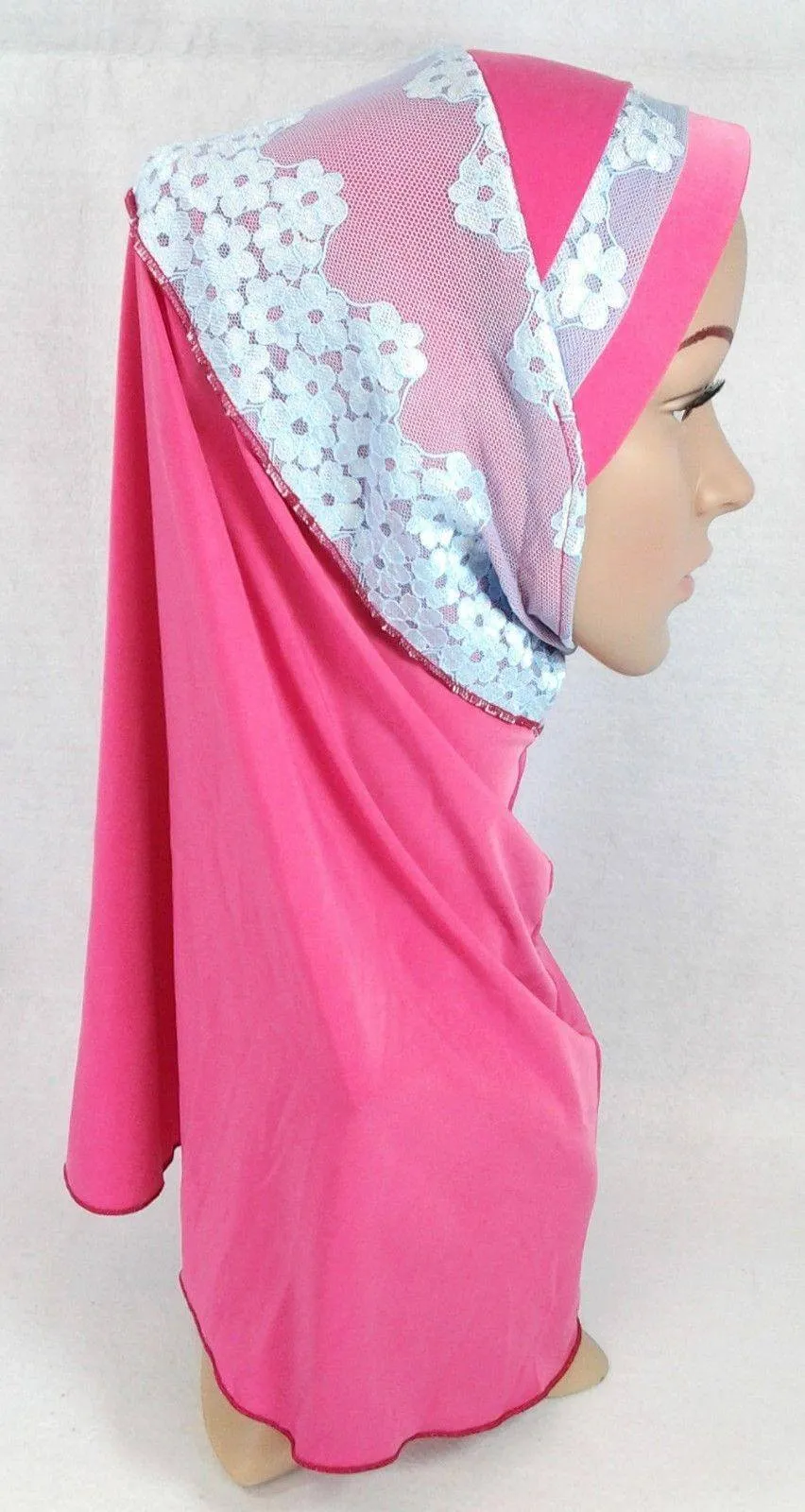 High Quality Viscose Lycra Lace Muslim Hijab Islamic Scarf Shawls Slip-on