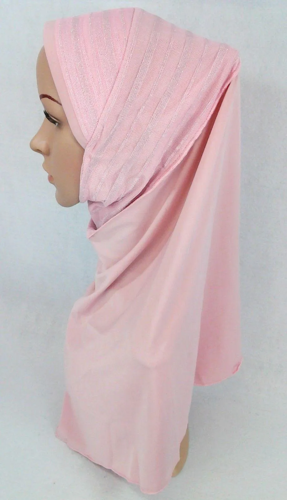 High Quality Viscose Lycra Lace Muslim Hijab Islamic Scarf Shawls Slip-on