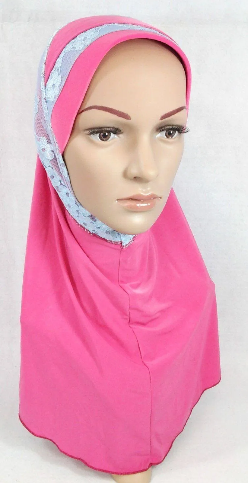 High Quality Viscose Lycra Lace Muslim Hijab Islamic Scarf Shawls Slip-on