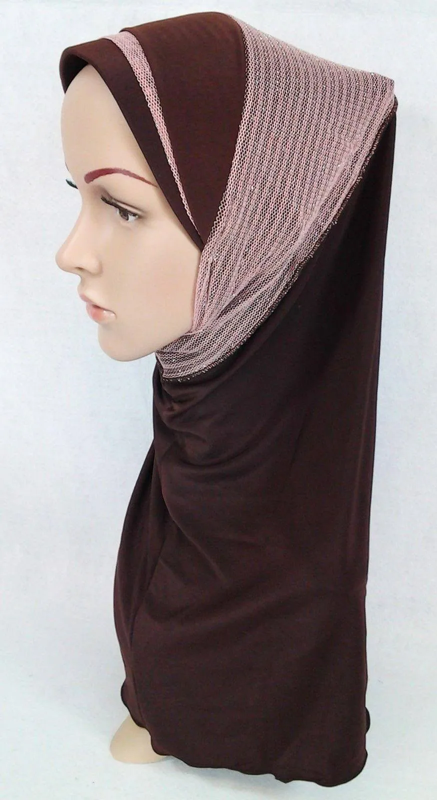 High Quality Viscose Lycra Lace Muslim Hijab Islamic Scarf Shawls Slip-on