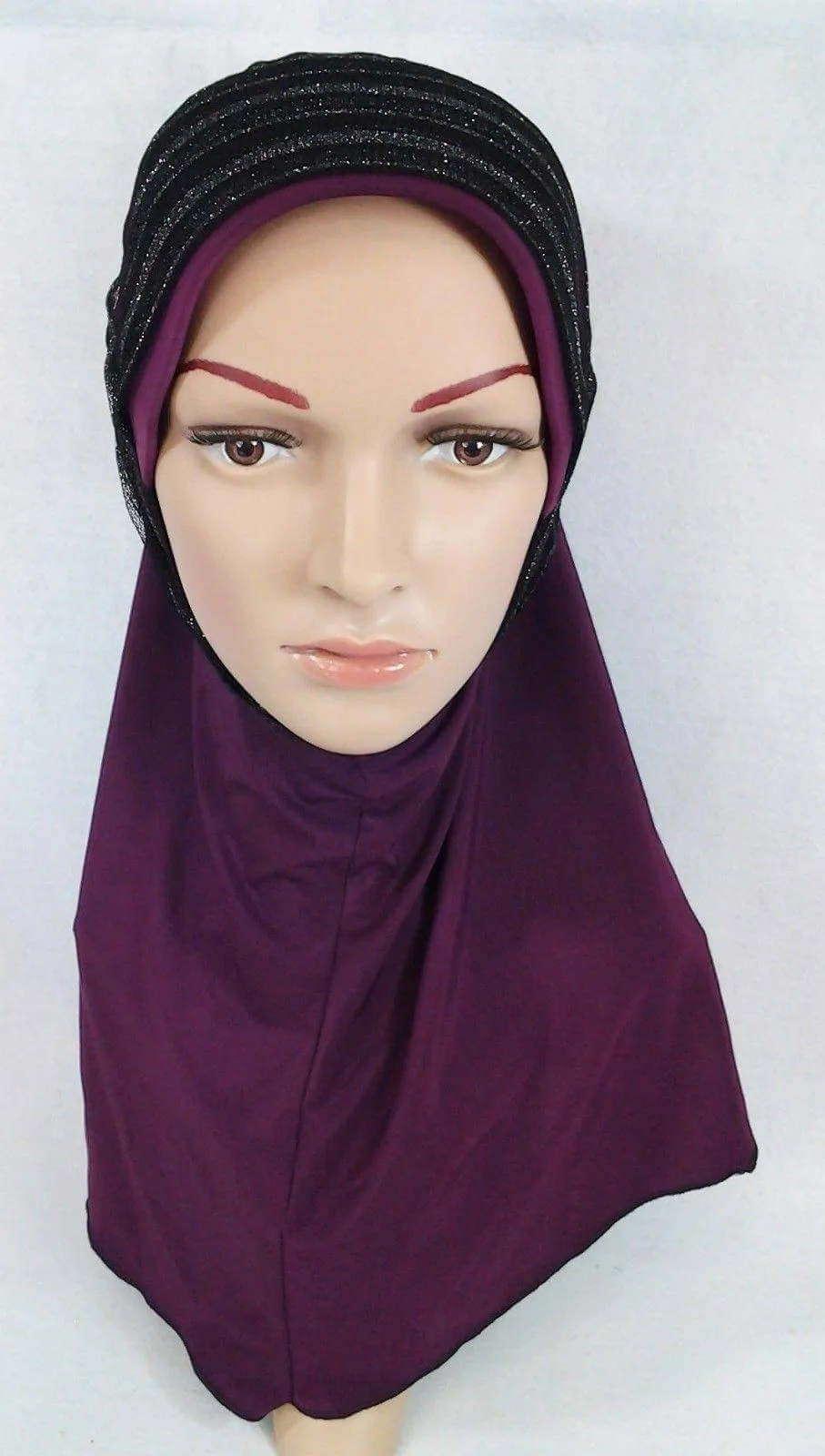 High Quality Viscose Lycra Lace Muslim Hijab Islamic Scarf Shawls Slip-on