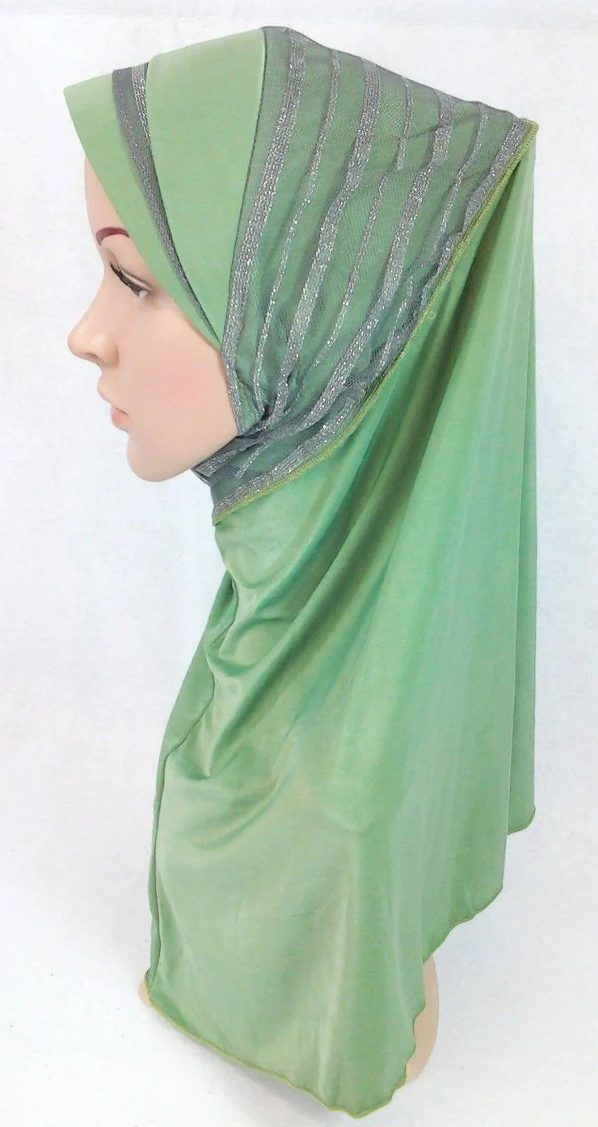 High Quality Viscose Lycra Lace Muslim Hijab Islamic Scarf Shawls Slip-on
