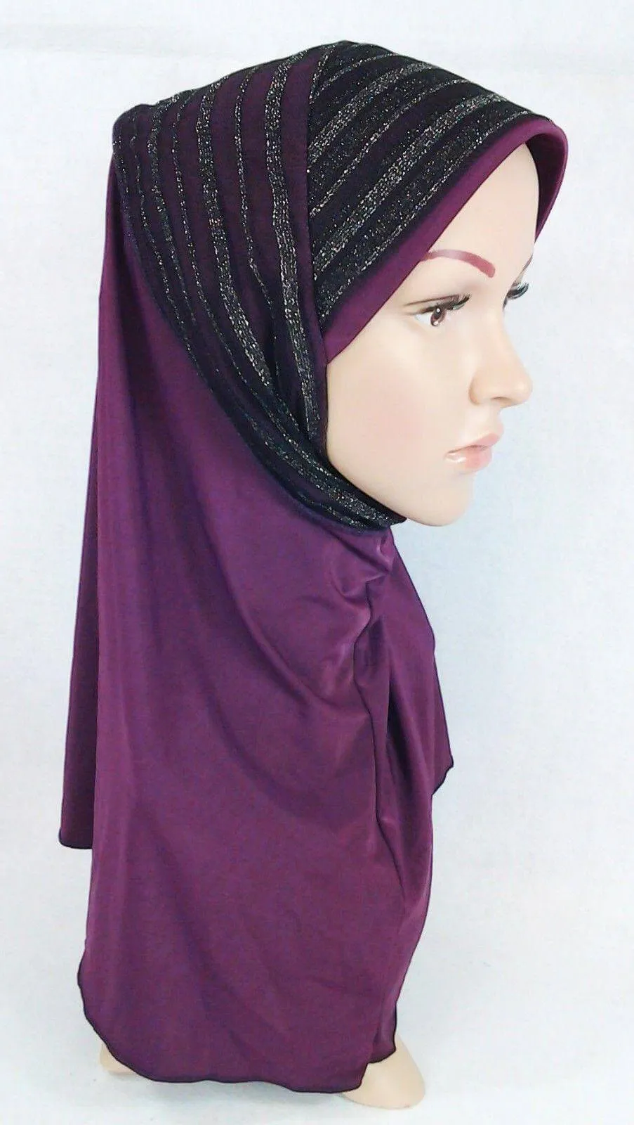 High Quality Viscose Lycra Lace Muslim Hijab Islamic Scarf Shawls Slip-on