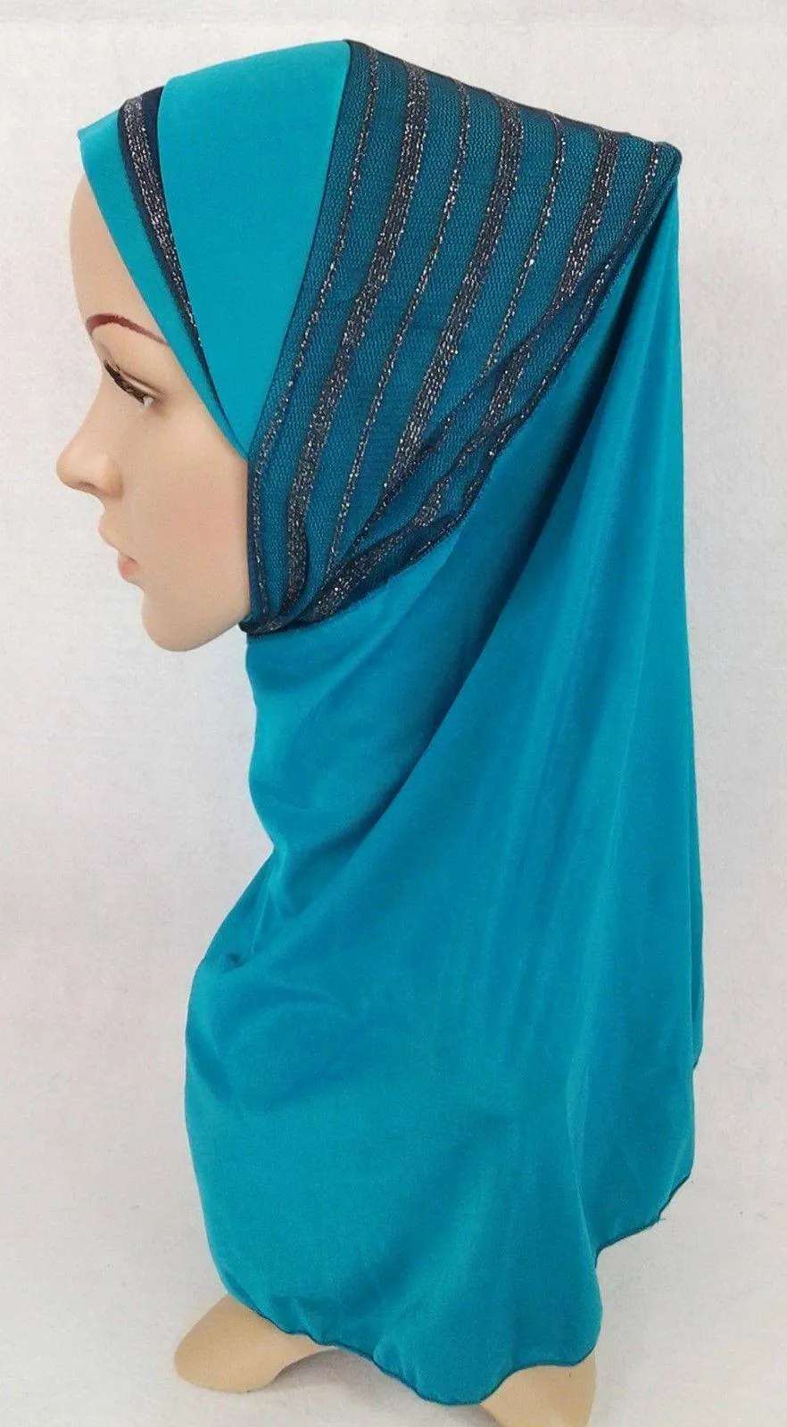 High Quality Viscose Lycra Lace Muslim Hijab Islamic Scarf Shawls Slip-on