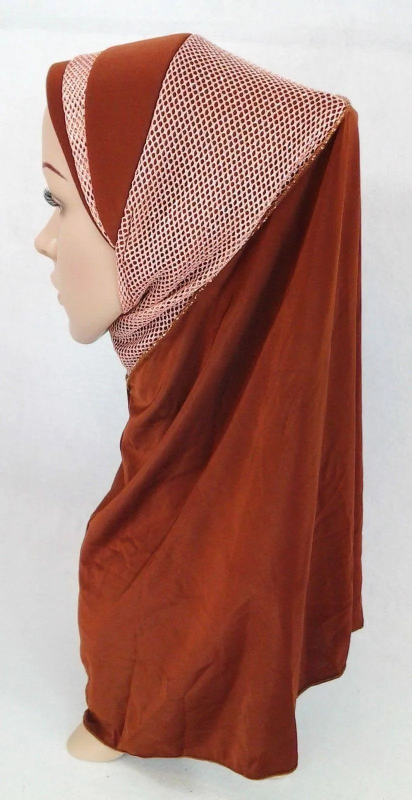 High Quality Viscose Lycra Lace Muslim Hijab Islamic Scarf Shawls Slip-on