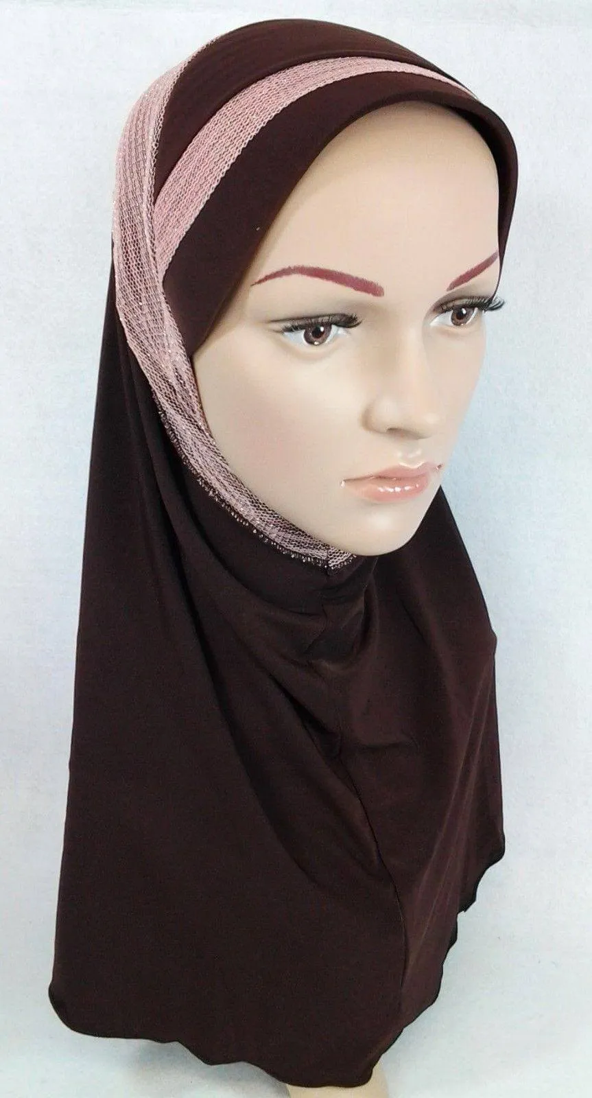 High Quality Viscose Lycra Lace Muslim Hijab Islamic Scarf Shawls Slip-on