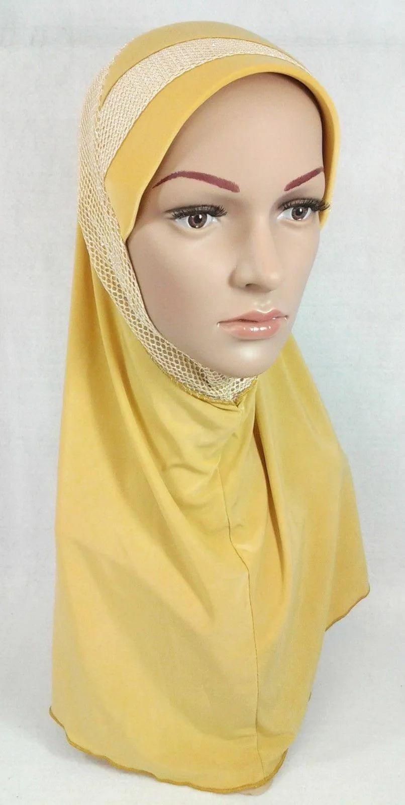 High Quality Viscose Lycra Lace Muslim Hijab Islamic Scarf Shawls Slip-on