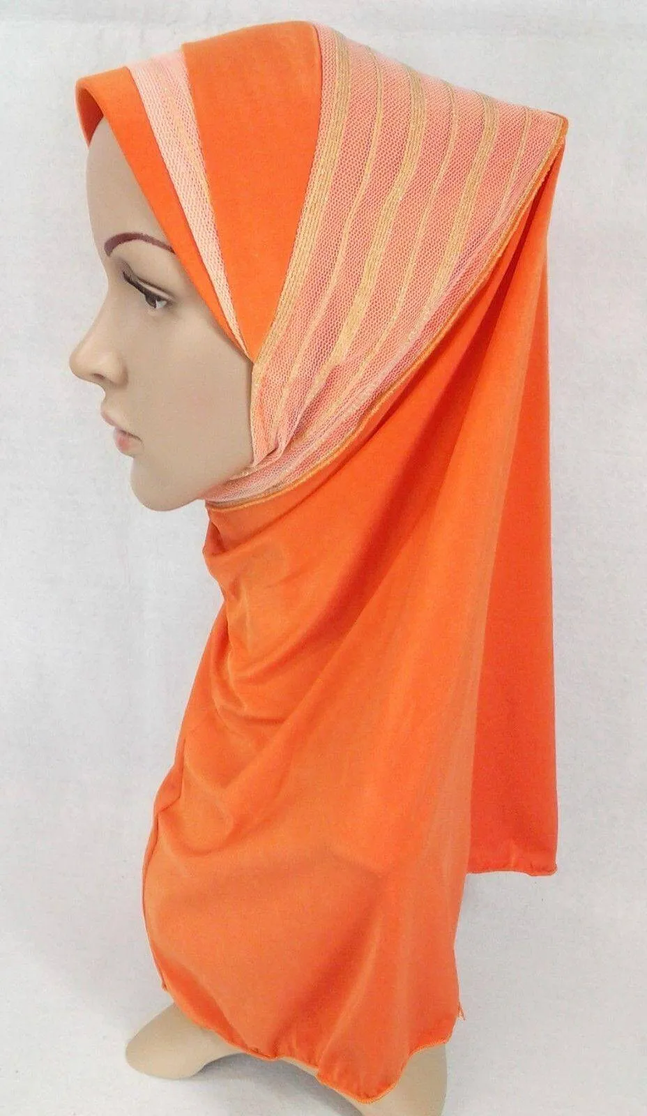 High Quality Viscose Lycra Lace Muslim Hijab Islamic Scarf Shawls Slip-on