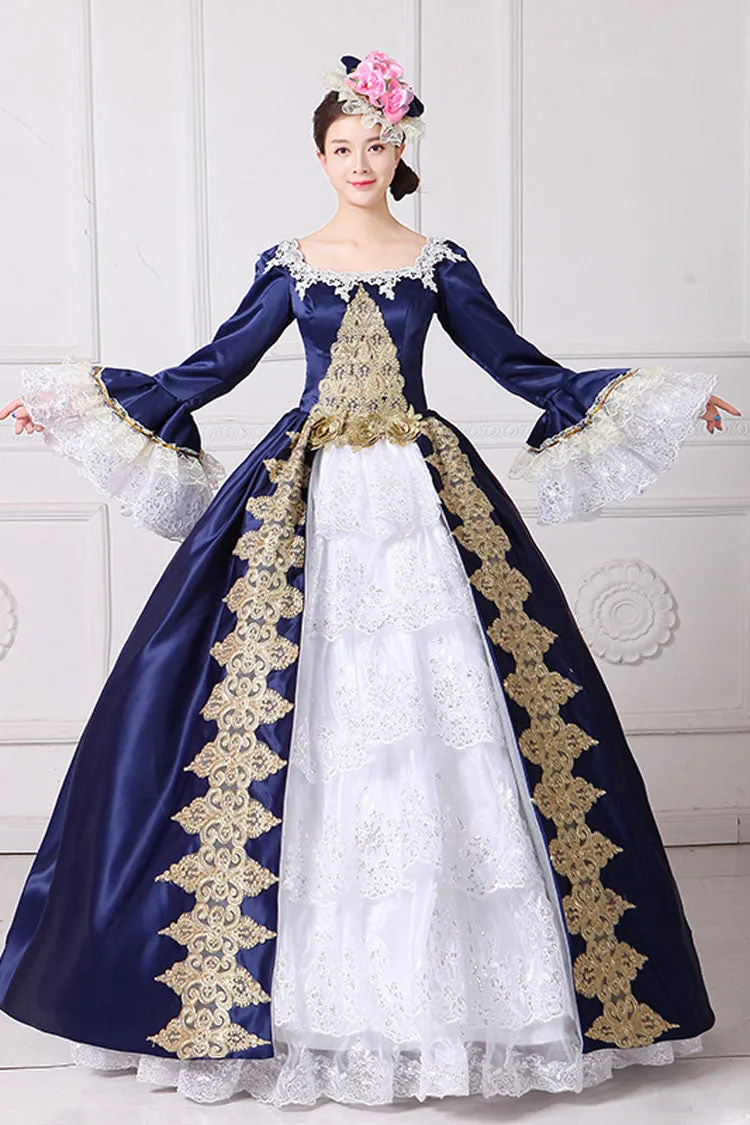 Hime Sleeves High Waisted Square Collar Embroidery Flower Print Victorian Lolita Prom Dress