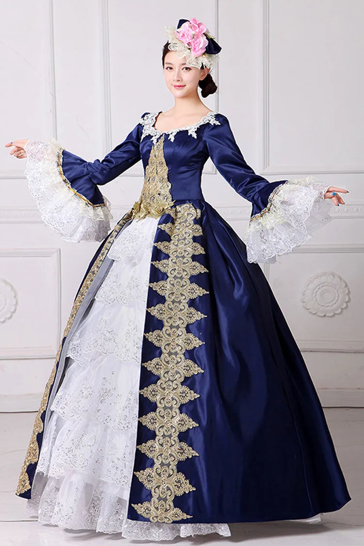 Hime Sleeves High Waisted Square Collar Embroidery Flower Print Victorian Lolita Prom Dress